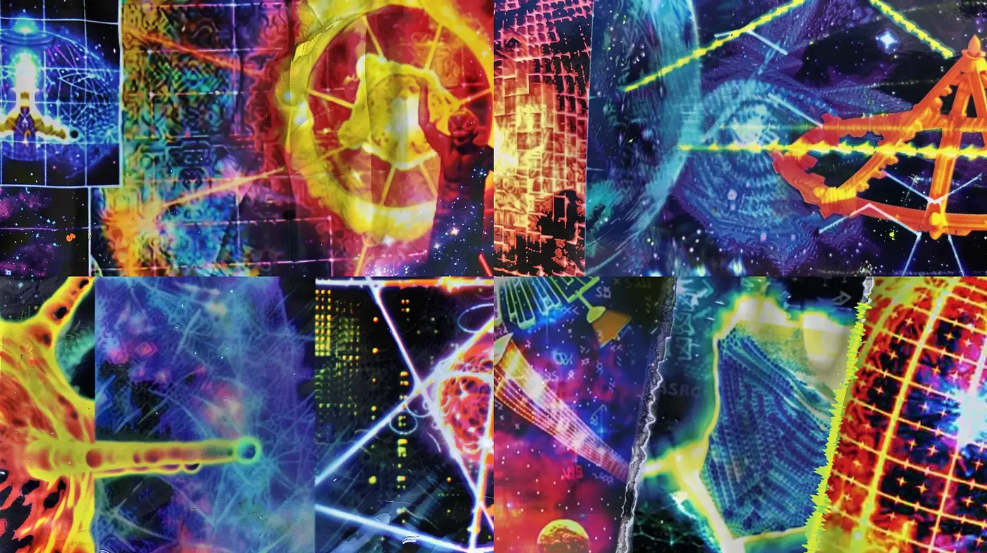 Psychedelic Digital Dreamscape Fusion - Midjourney sref style