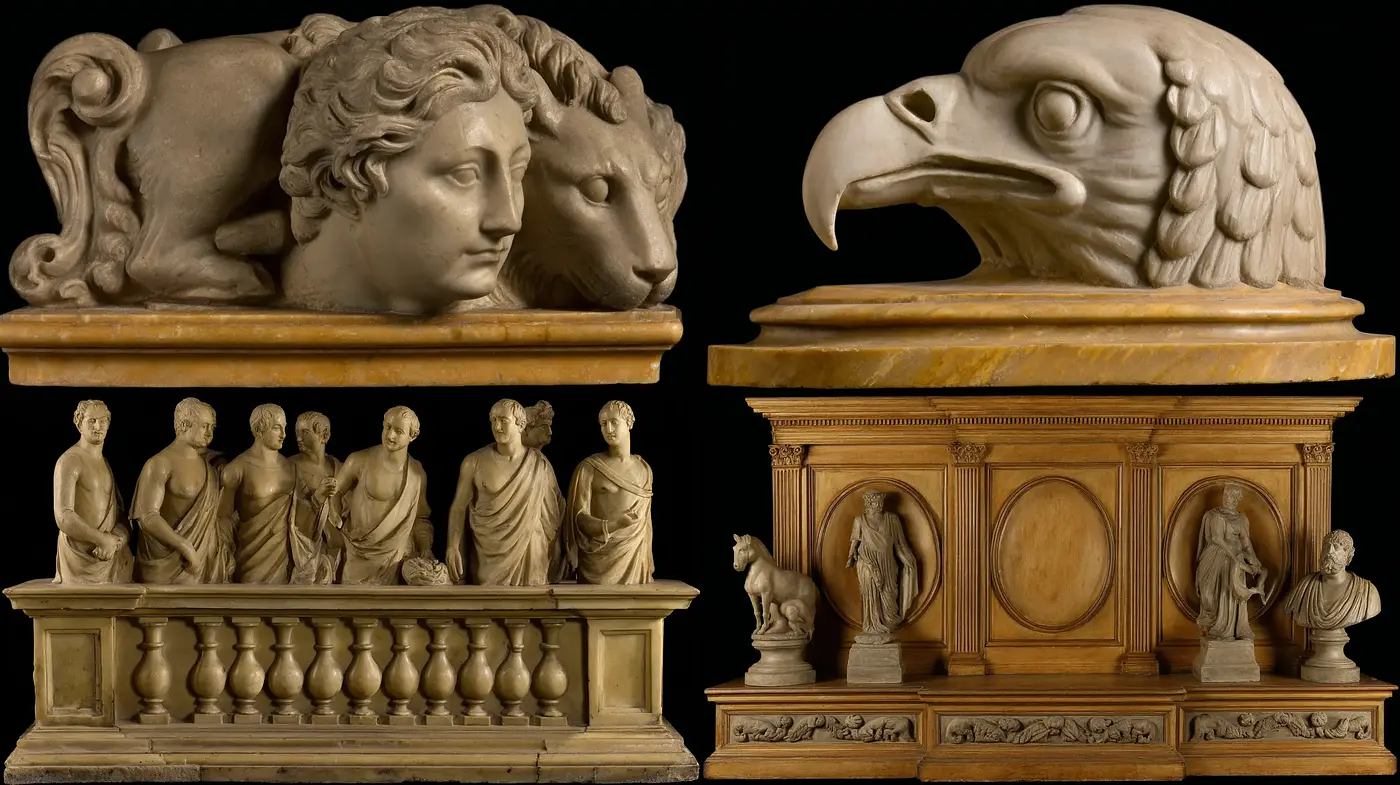 Surreal Classical Sculpture with Modern Textures - Midjourney sref style