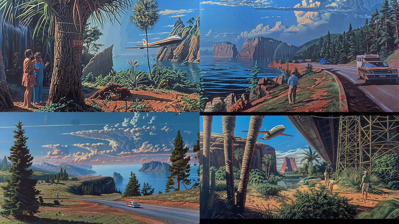 Twilight Americana: Dreamy Landscapes of Nostalgic Serenity - Midjourney sref style