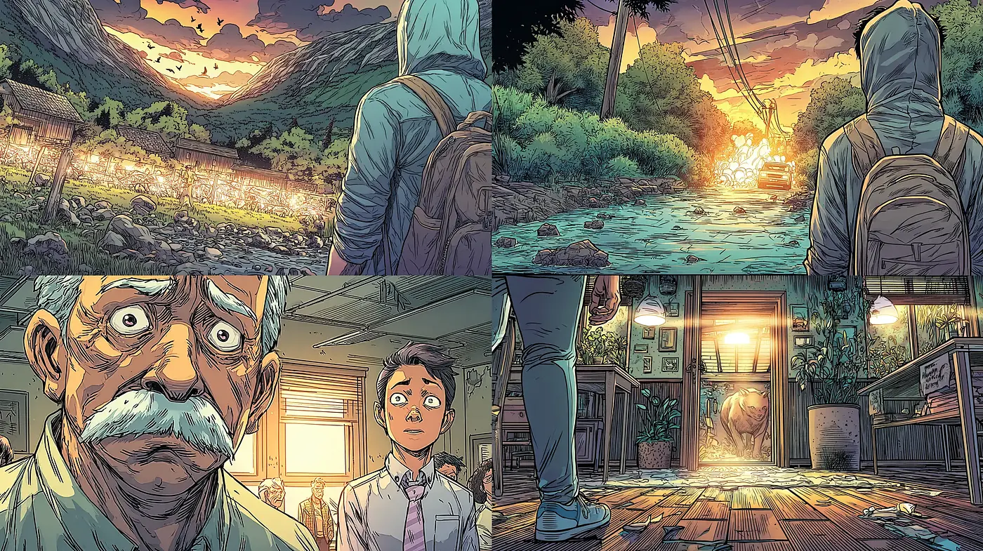Vibrant yet somber anime-inspired narrative art with emotional undertones - Midjourney sref style