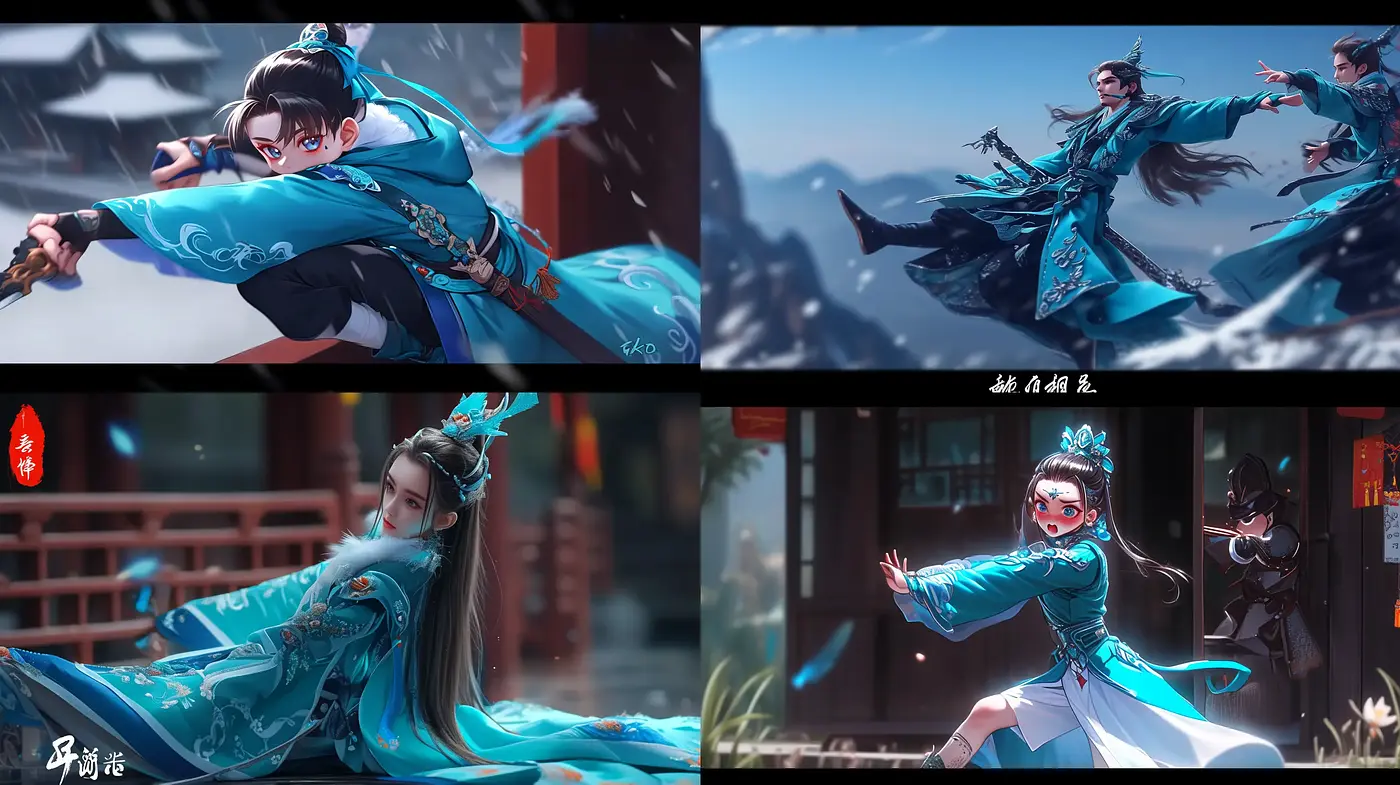 Ethereal Dynasty Elegance: A Fusion of Traditional Asian Aesthetics and Dynamic Motion - Midjourney sref style