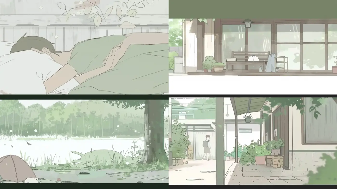Tranquil Simplicity in Subdued Watercolor Shades - Midjourney sref style
