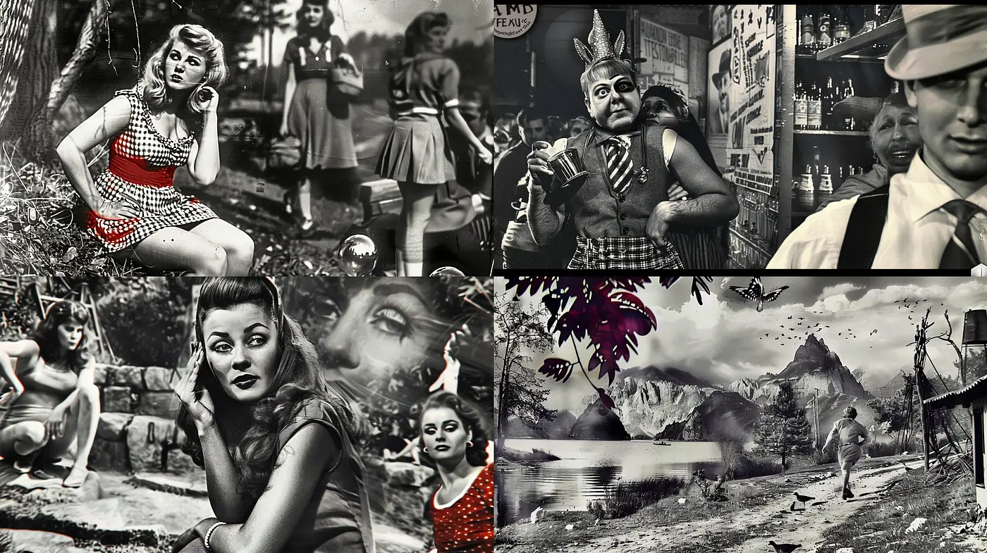 Monochrome Narratives of Fantastical Realism - Midjourney sref style