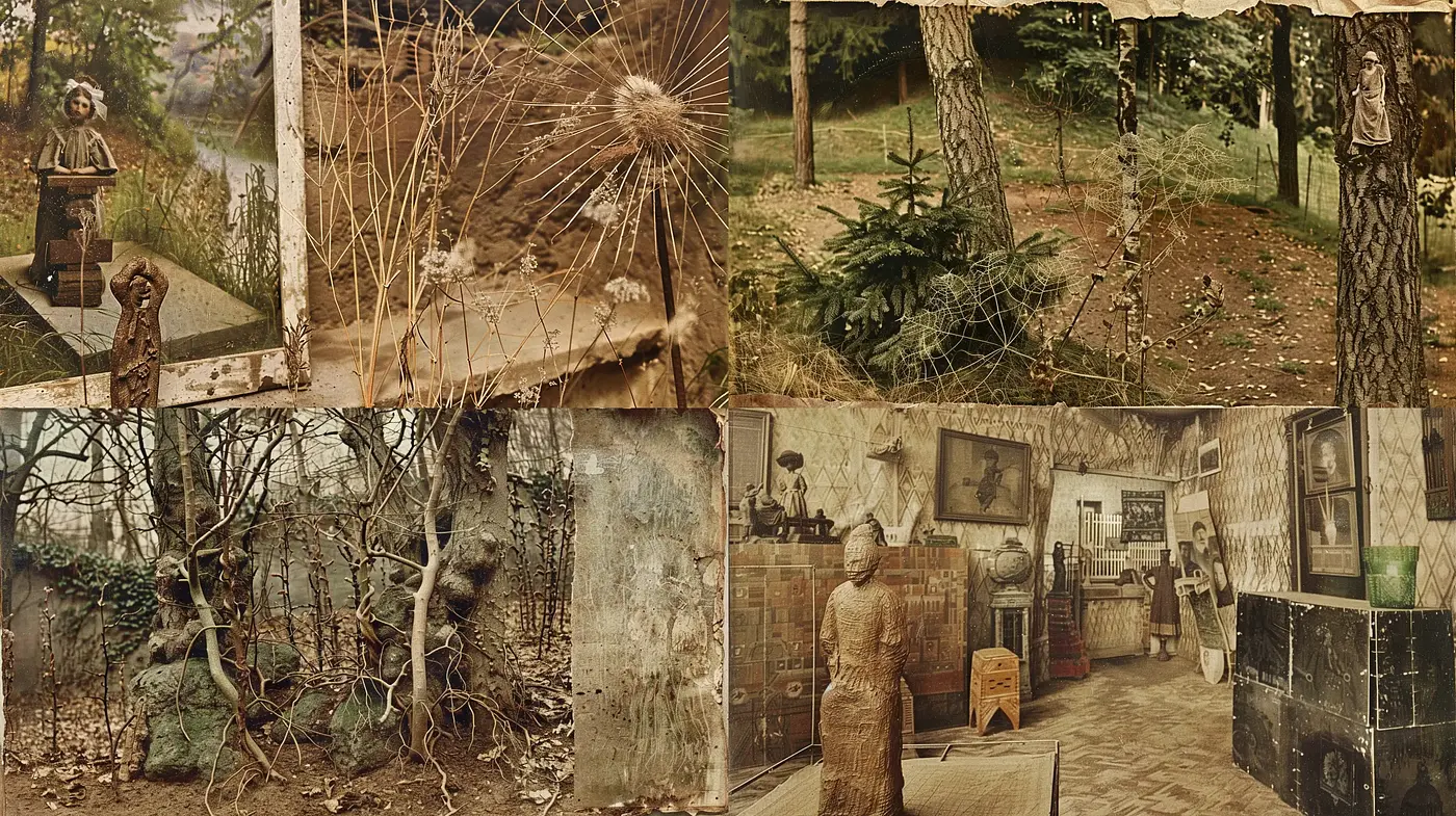 Sepia-Toned Ethereal Dreamscape Fusion - Midjourney sref style