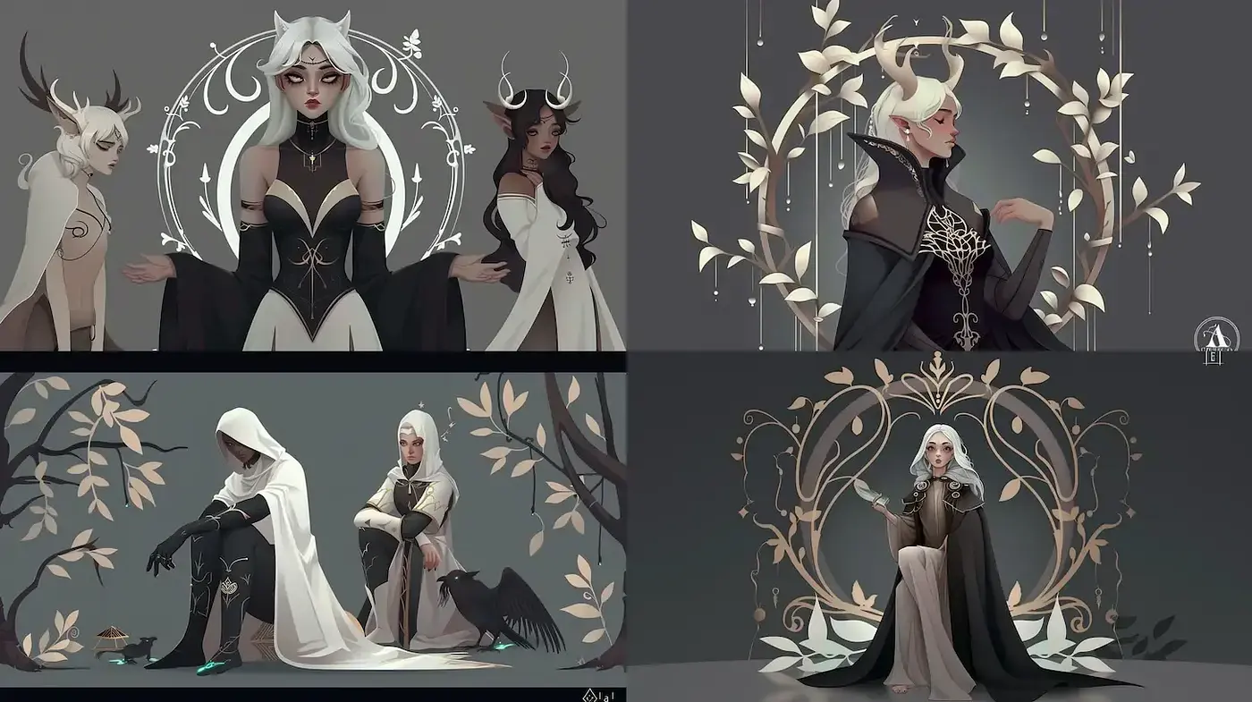 Ethereal Fantasy Elegance in Soft Monochromatic Tones - Midjourney sref style