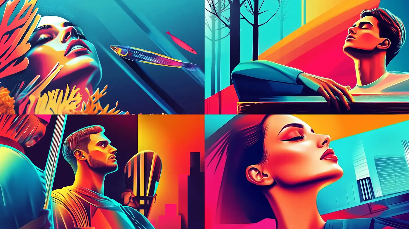 Vibrant Luminance: A Homage to Retrofuturism and Graphic Novel Artistry - Midjourney sref style