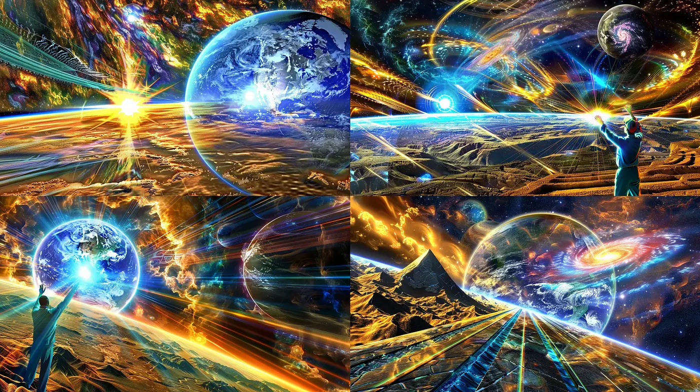 Cosmic Visions in Vibrant Hues: A Synthesis of Sci-fi and Surrealism - Midjourney sref style