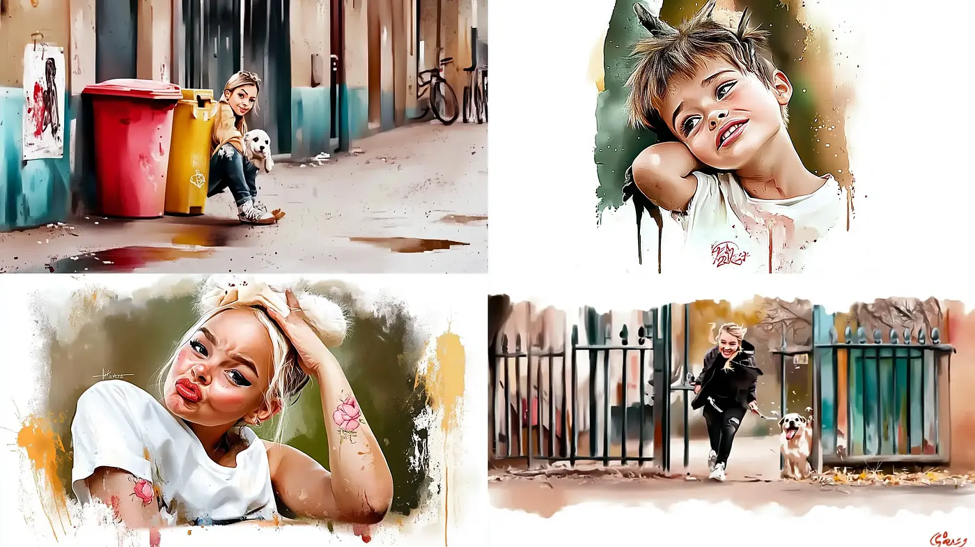 Whimsical Brushstroke Harmony in Portraiture - Midjourney sref style