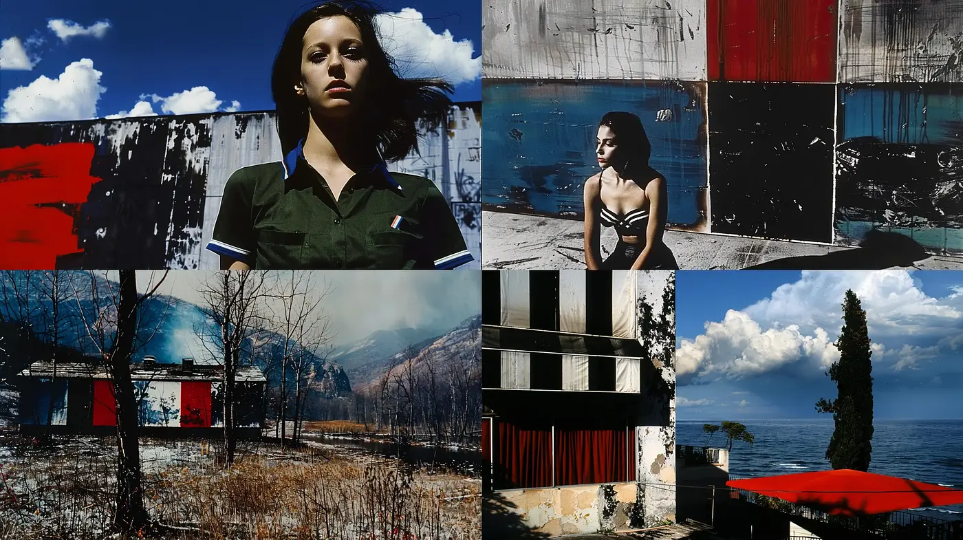 Contemporary Elegance with Grunge Overtones and Vivid Chromatic Contrasts - Midjourney sref style