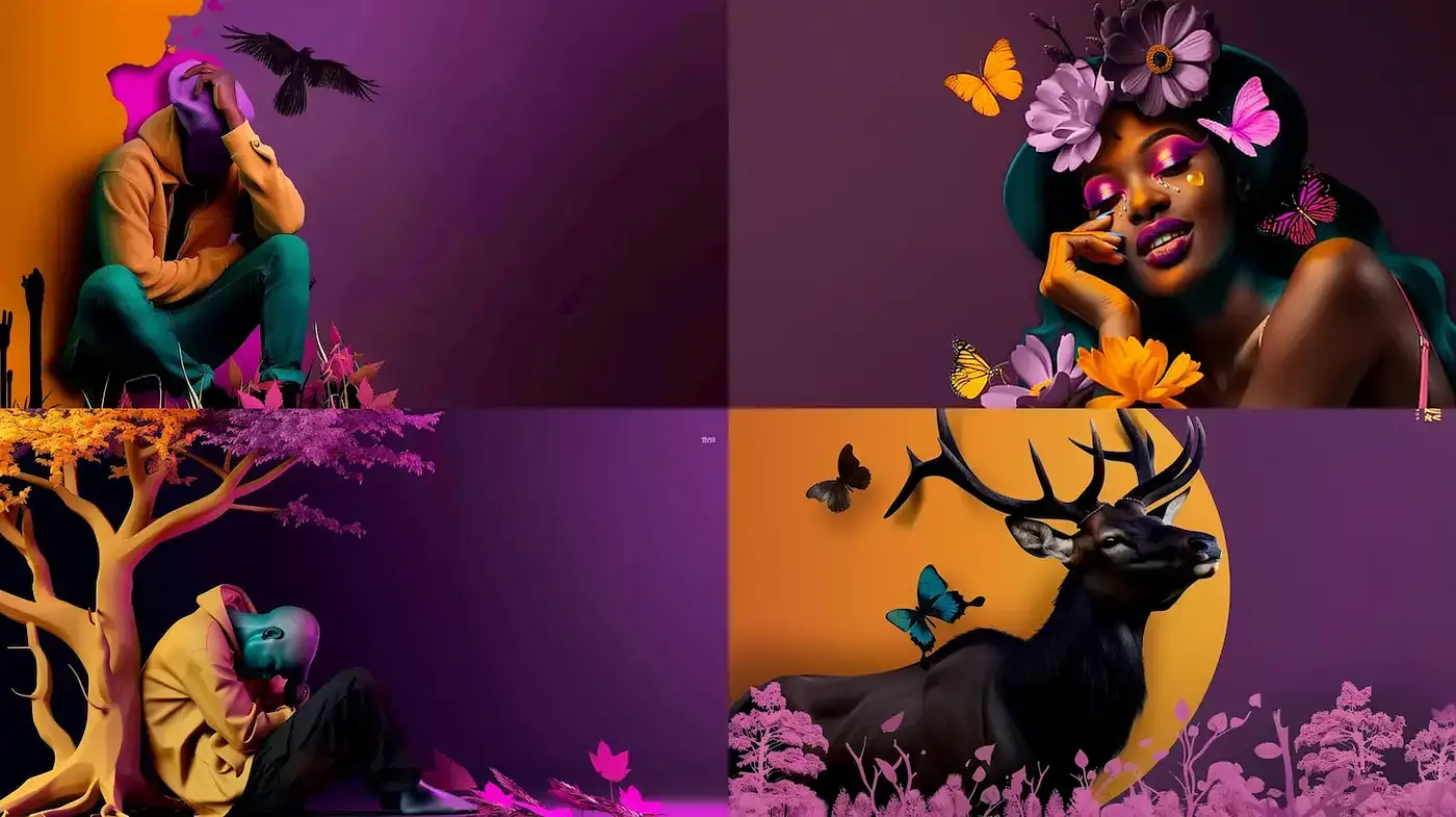 Vibrant and Whimsical Nature-Inspired Illustrations with a Surreal Touch - Midjourney sref style