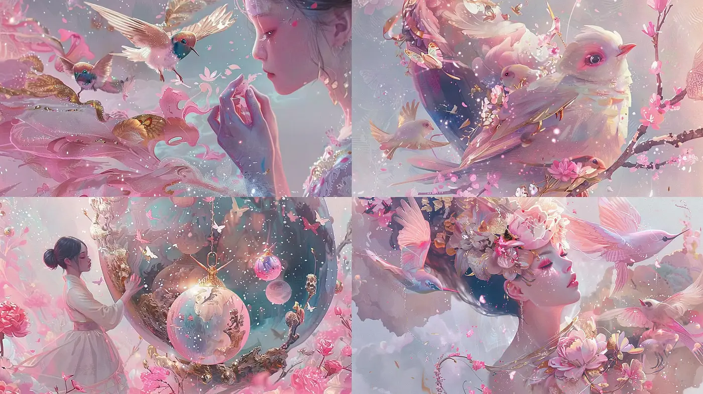 Ethereal Pastel Dreamscape with Surreal Fantasy Elements - Midjourney sref style