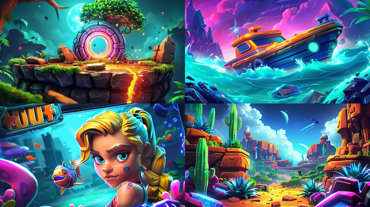 Vibrant Ethereal World: A Fusion of Neon Hues and Surreal Vistas - Midjourney sref style