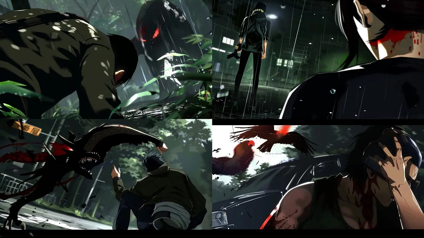 Nocturnal Elegy: A Dark and Moody Anime-Inspired Digital Art Style - Midjourney sref style