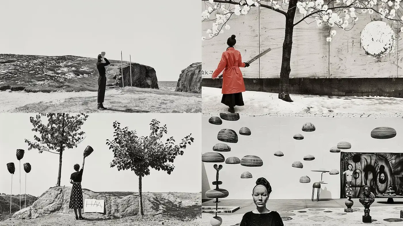 Surreal Black and White Imagery with a Vintage Touch and Whimsical Elements - Midjourney sref style