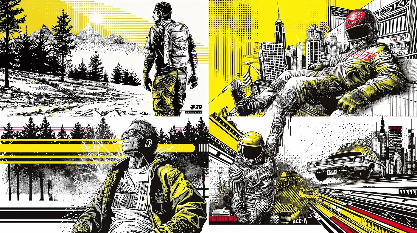 Dynamic and Energetic Modern Illustration with Urban Influences - Midjourney sref style