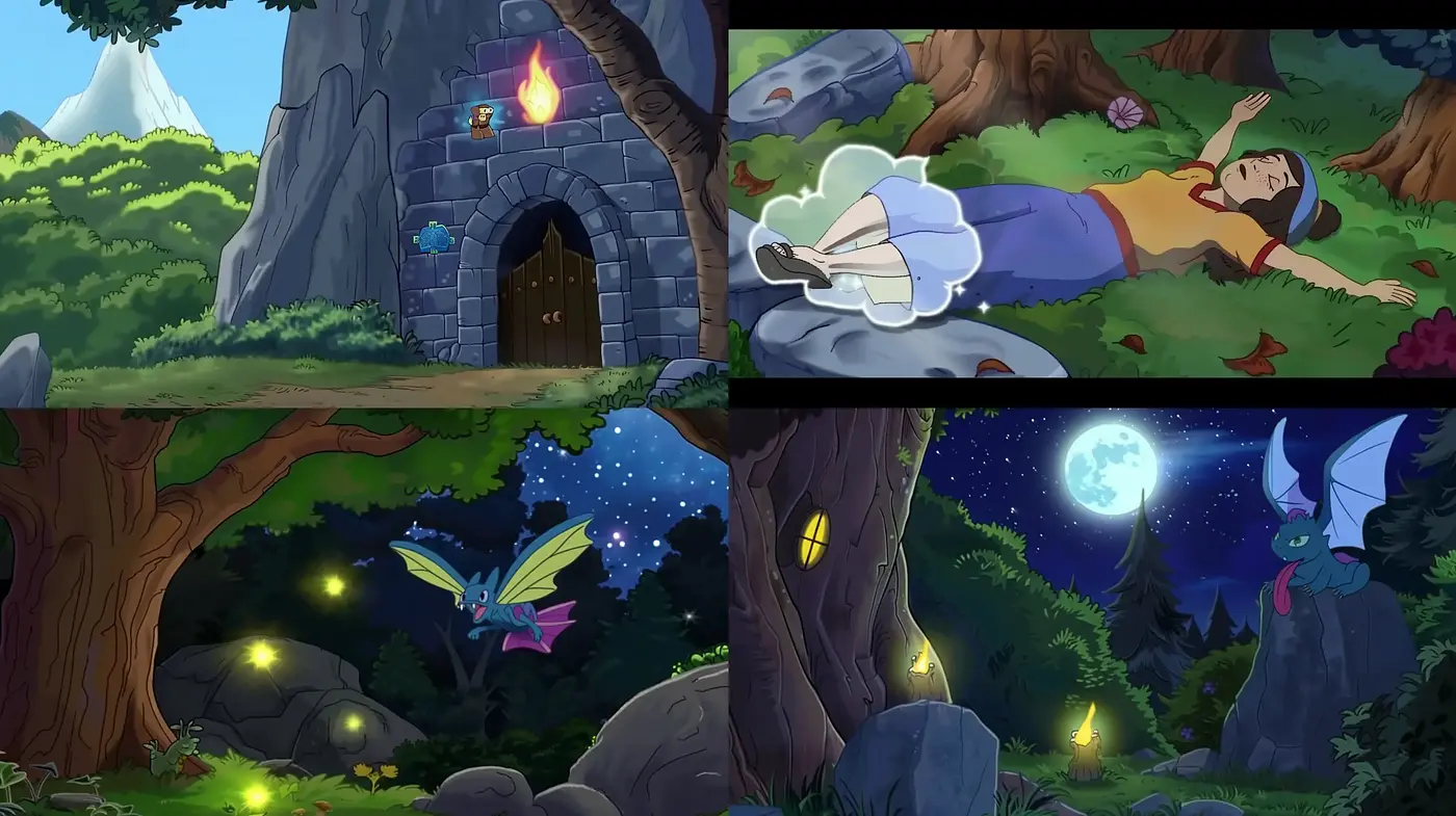 Enchanted Nocturnal Woodland Scenes with a Consistent Fairytale Quality - Midjourney sref style
