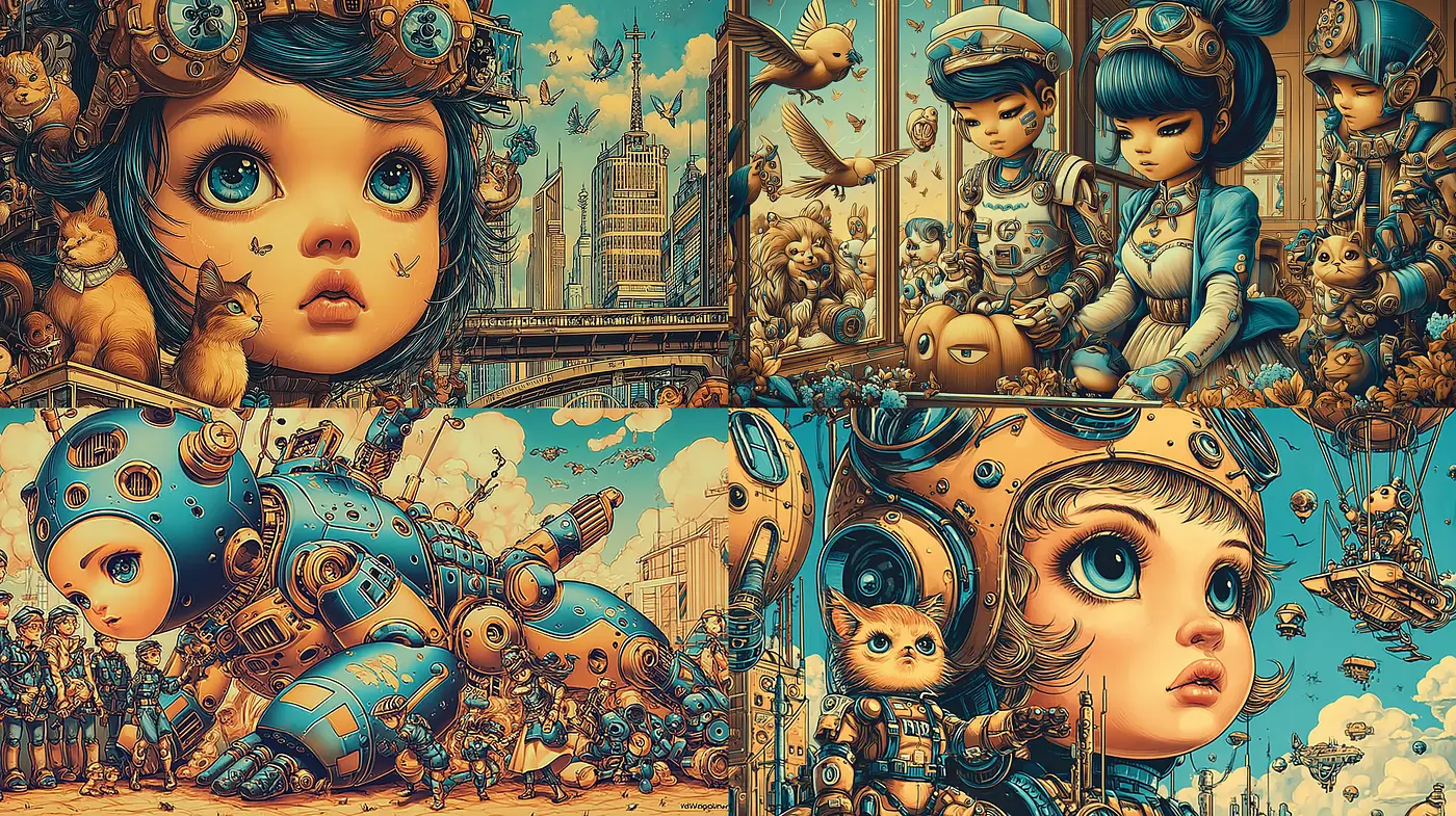 Whimsical Steampunk Fantasy with a Touch of Nostalgia - Midjourney sref style