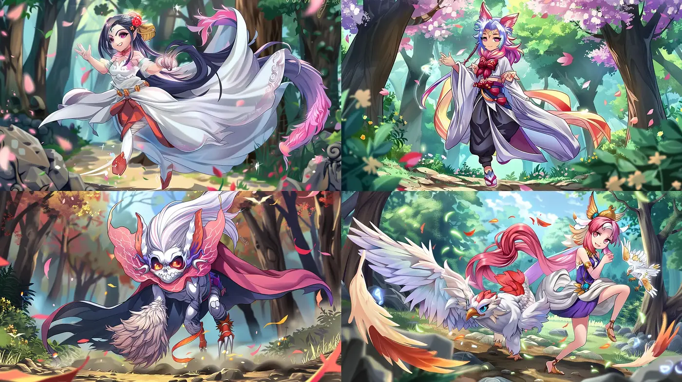 Ethereal Anime-Inspired Fantasy Tableaux with Lush Coloration - Midjourney sref style