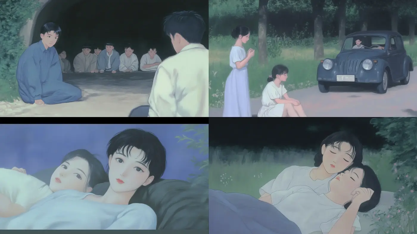 Ethereal Serenity in Pastel - An Homage to Miyazaki's Tranquil Anime Dreamscapes - Midjourney sref style