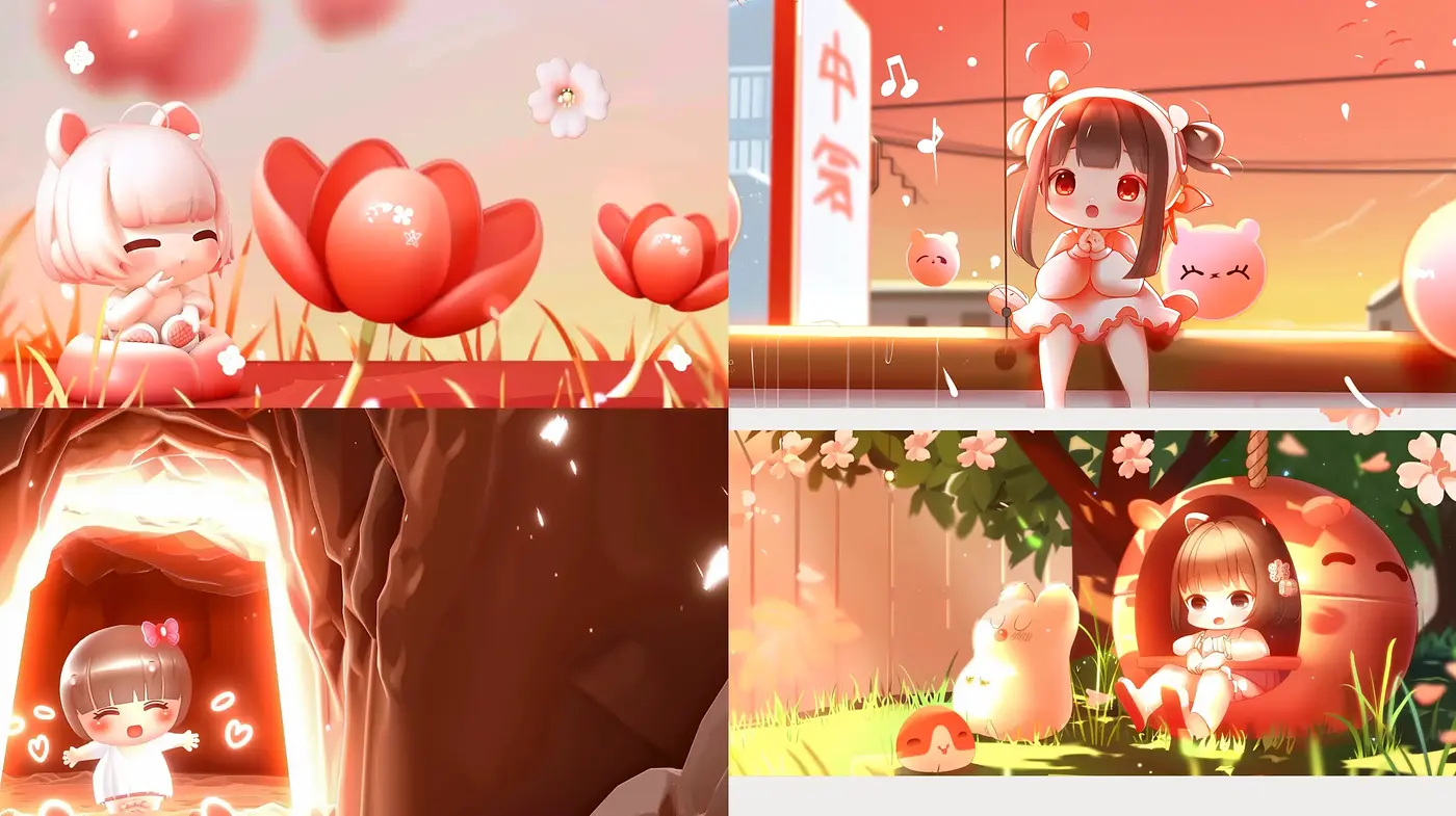 Whimsical Anime-Inspired Dreamscape with Warm Tones and Glowing Highlights - Midjourney sref style