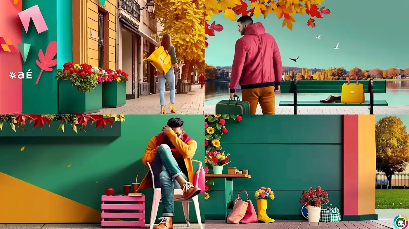 Vibrant and Playful Urban Scenes with a Cozy Autumn Vibe - Midjourney sref style
