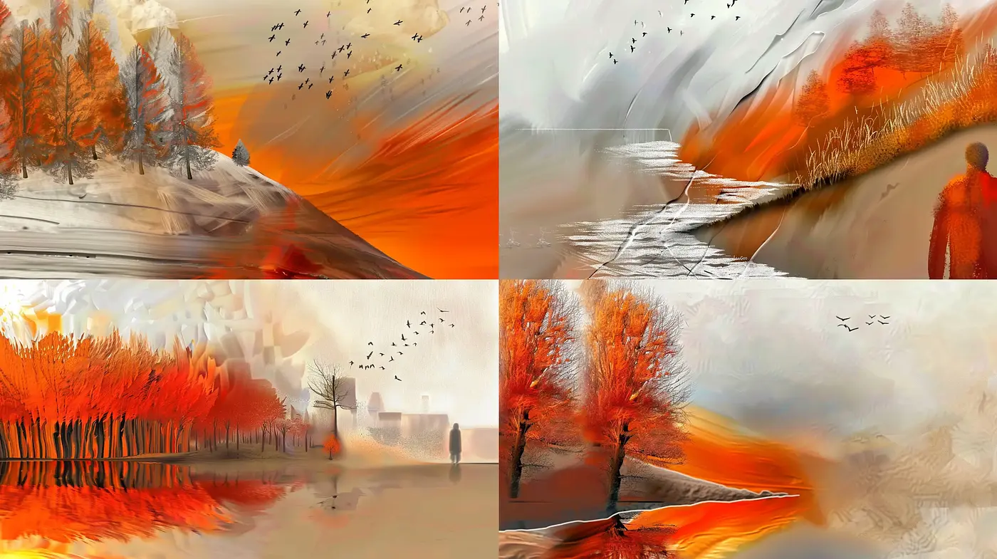 Surreal Brushstroke Serenity: An Abstract Interpretation of Natural Landscapes - Midjourney sref style