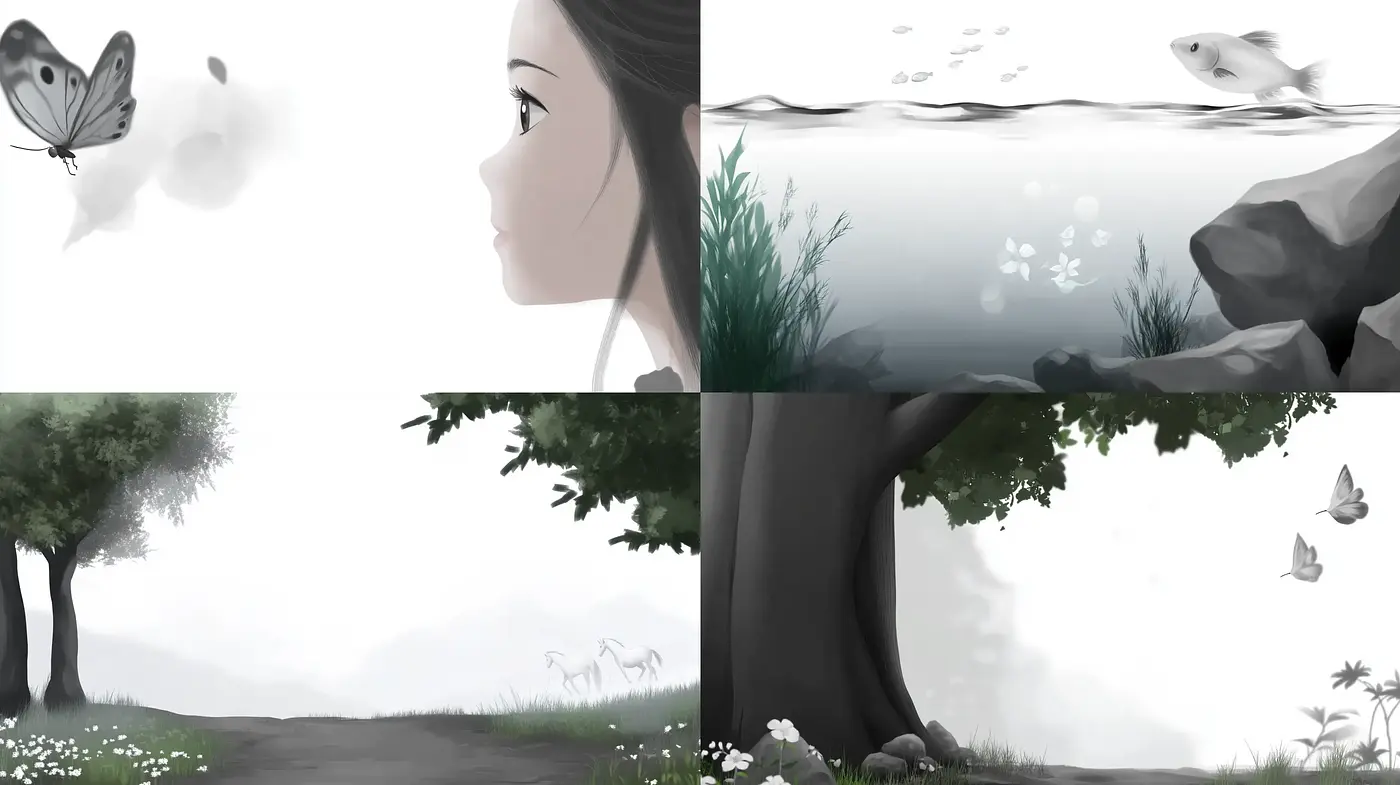 Monochromatic Dreamscape in Soft Pastels - Midjourney sref style