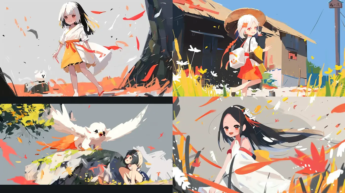 Vibrant Brushstroke Harmony in Modern Anime-Inspired Art - Midjourney sref style
