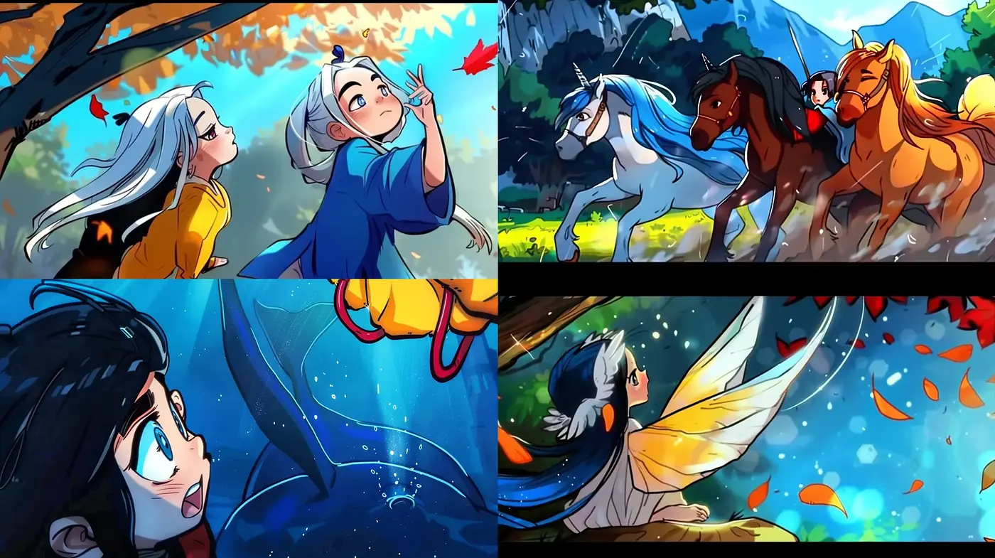 Vivid Storybook Escapism with a Touch of Anime Influence - Midjourney sref style