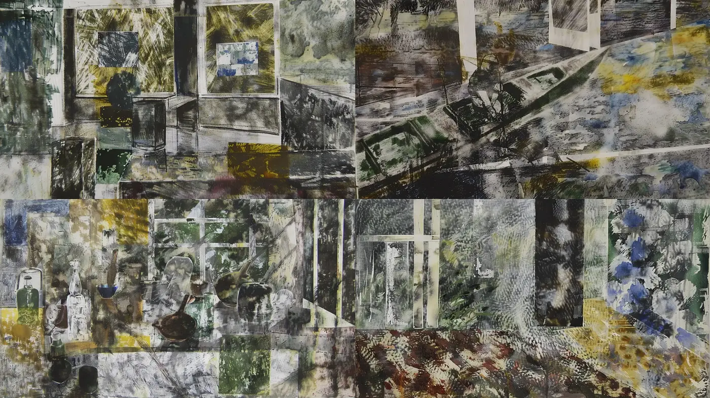 Eclectic Collage of Textural Intricacy and Schemed Ambience - Midjourney sref style