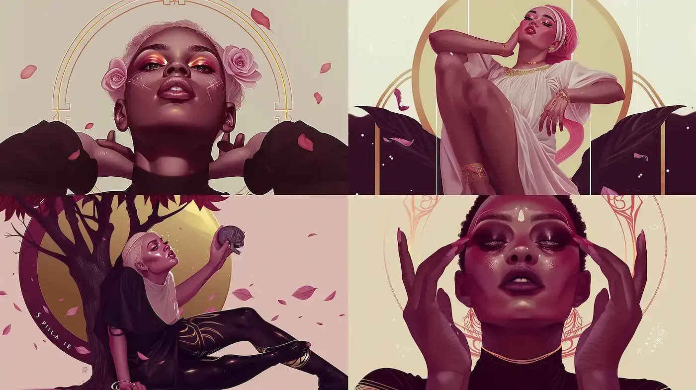 Elegant and Ethereal Illustrations with a Contemporary Touch - Midjourney sref style