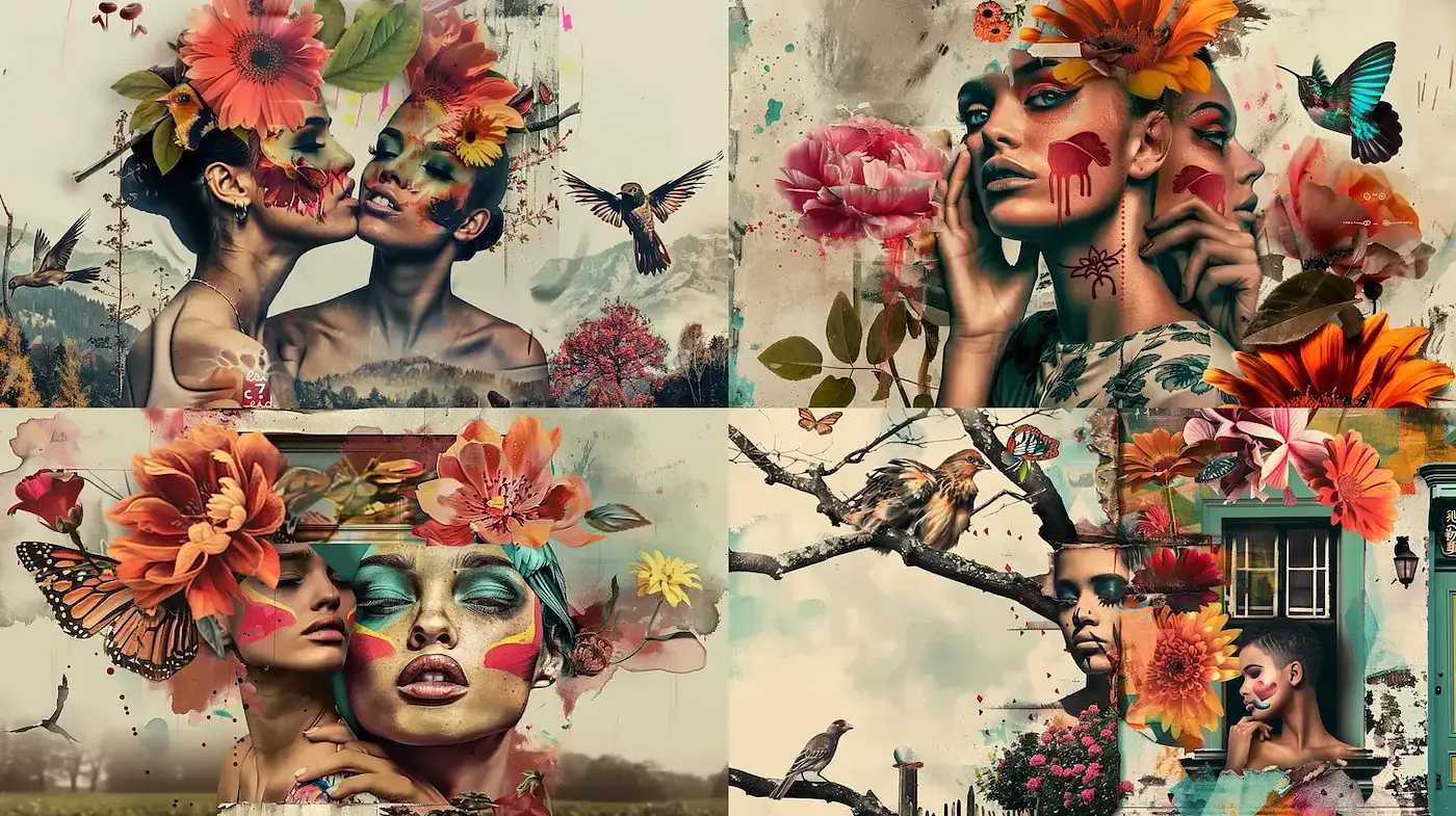 Floral Fusion with Surreal Undertones: An Artistic Blend of Nature and Emotion - Midjourney sref style