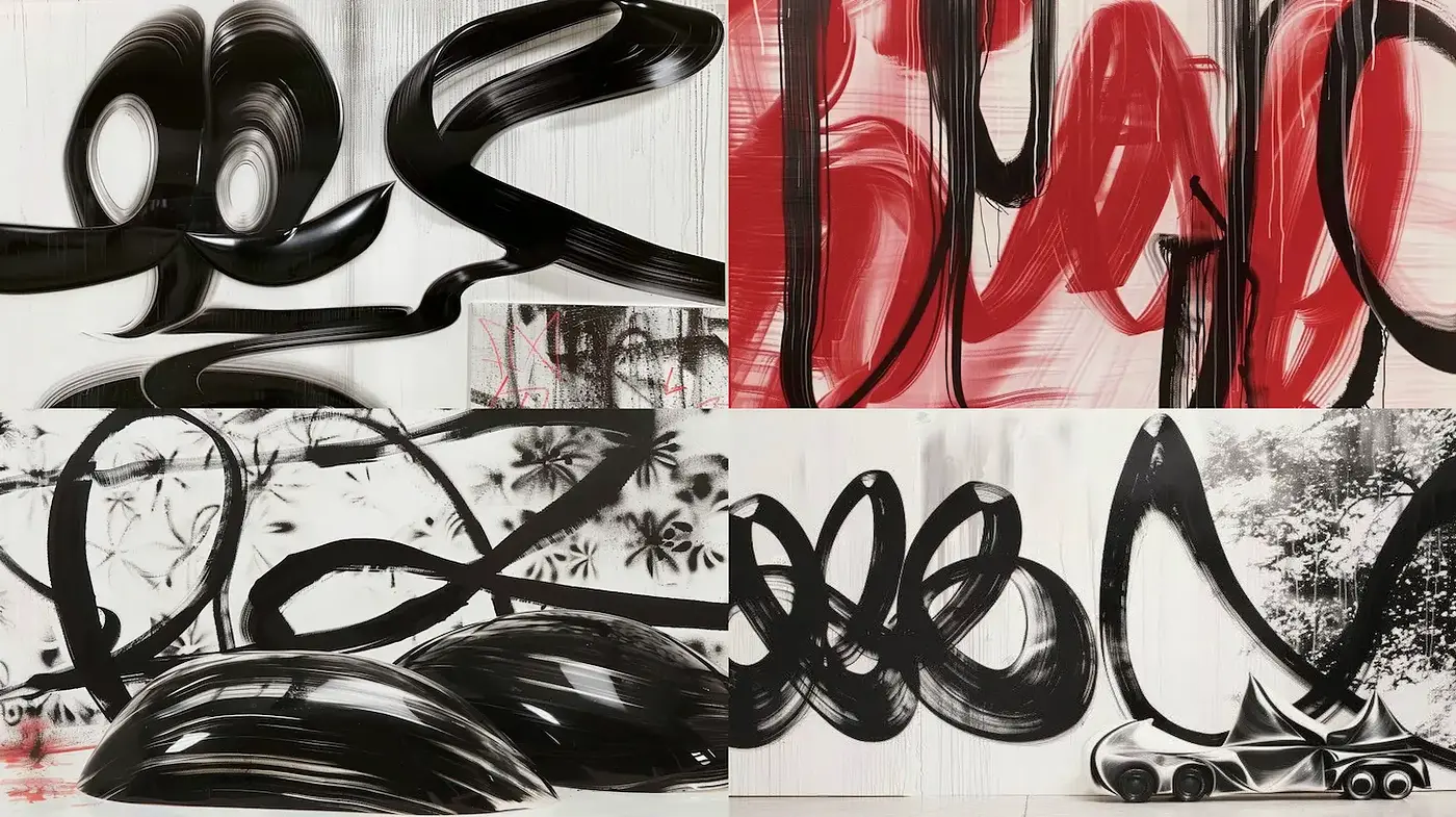 Dynamic Abstract Expressionism with a Monochromatic Palette - Midjourney sref style
