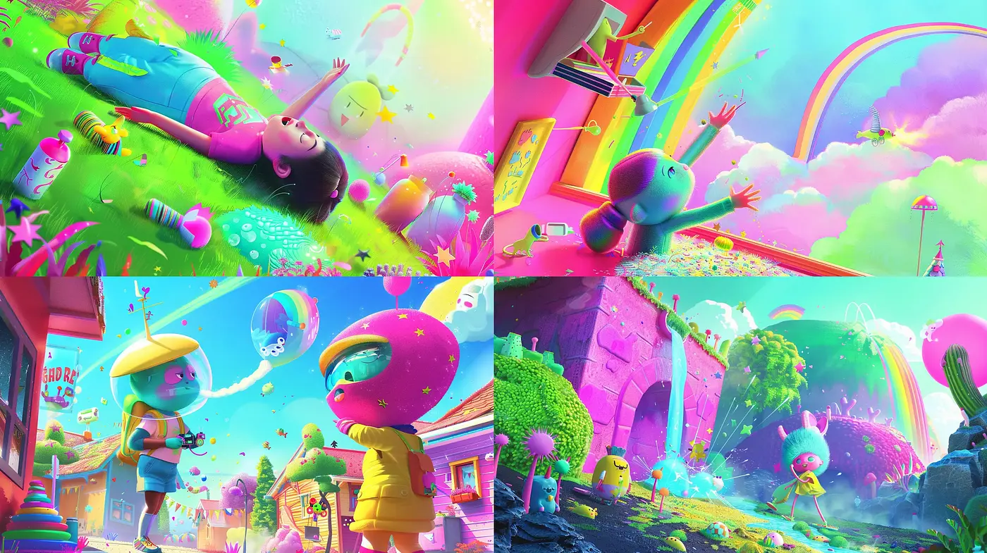 Surreal Vibrance: A Fusion of Vivid Colors and Dreamlike Whimsy - Midjourney sref style