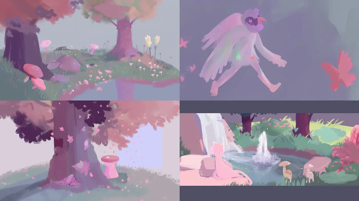 Whimsical Pastel Dreamscapes with a Soft, Ethereal Quality - Midjourney sref style