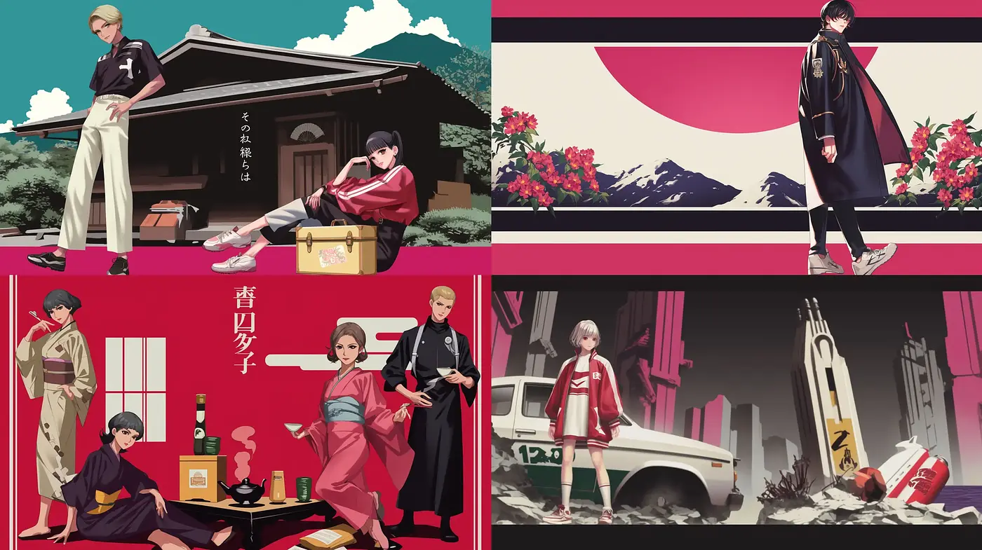 Contemporary Retro Anime Aesthetic with Consistent Red Tones - Midjourney sref style
