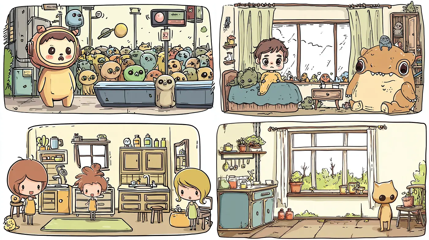 Whimsical and Playful Illustrations with a Cozy Atmosphere - Midjourney sref style