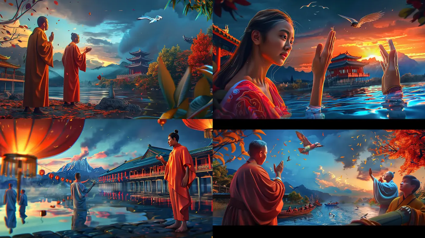 Ethereal Twilight: A Neo-Traditional Digital Tapestry - Midjourney sref style