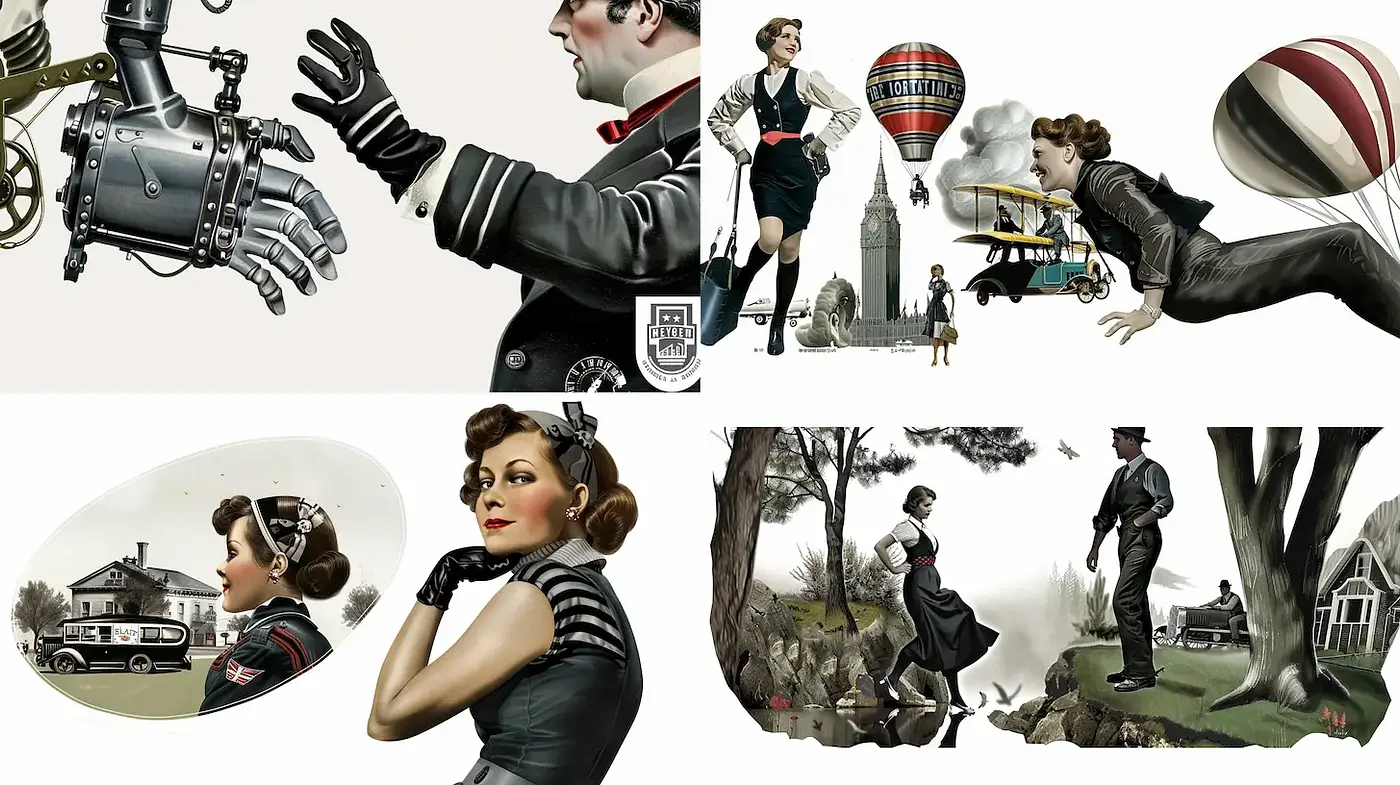 Retro-Futuristic Vignette with a Whimsical Touch - Midjourney sref style