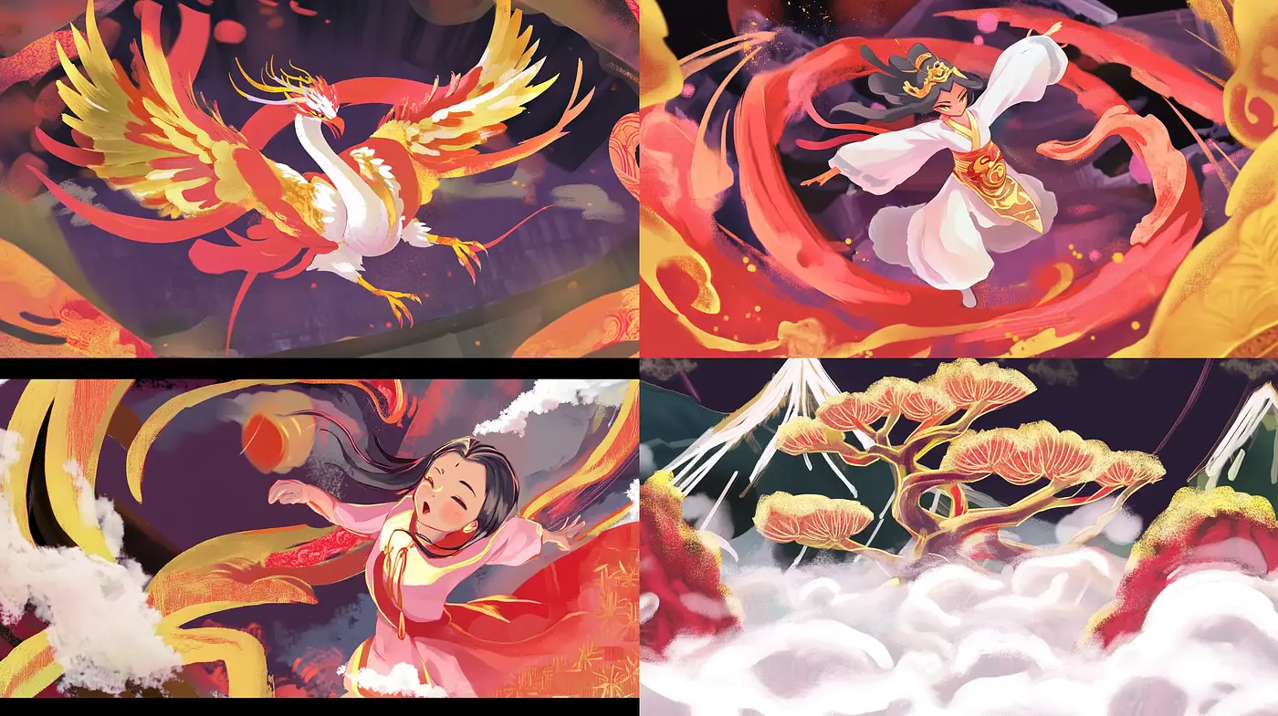 Ethereal Tapestry of Dreamlike Flames and Fantasia - Midjourney sref style