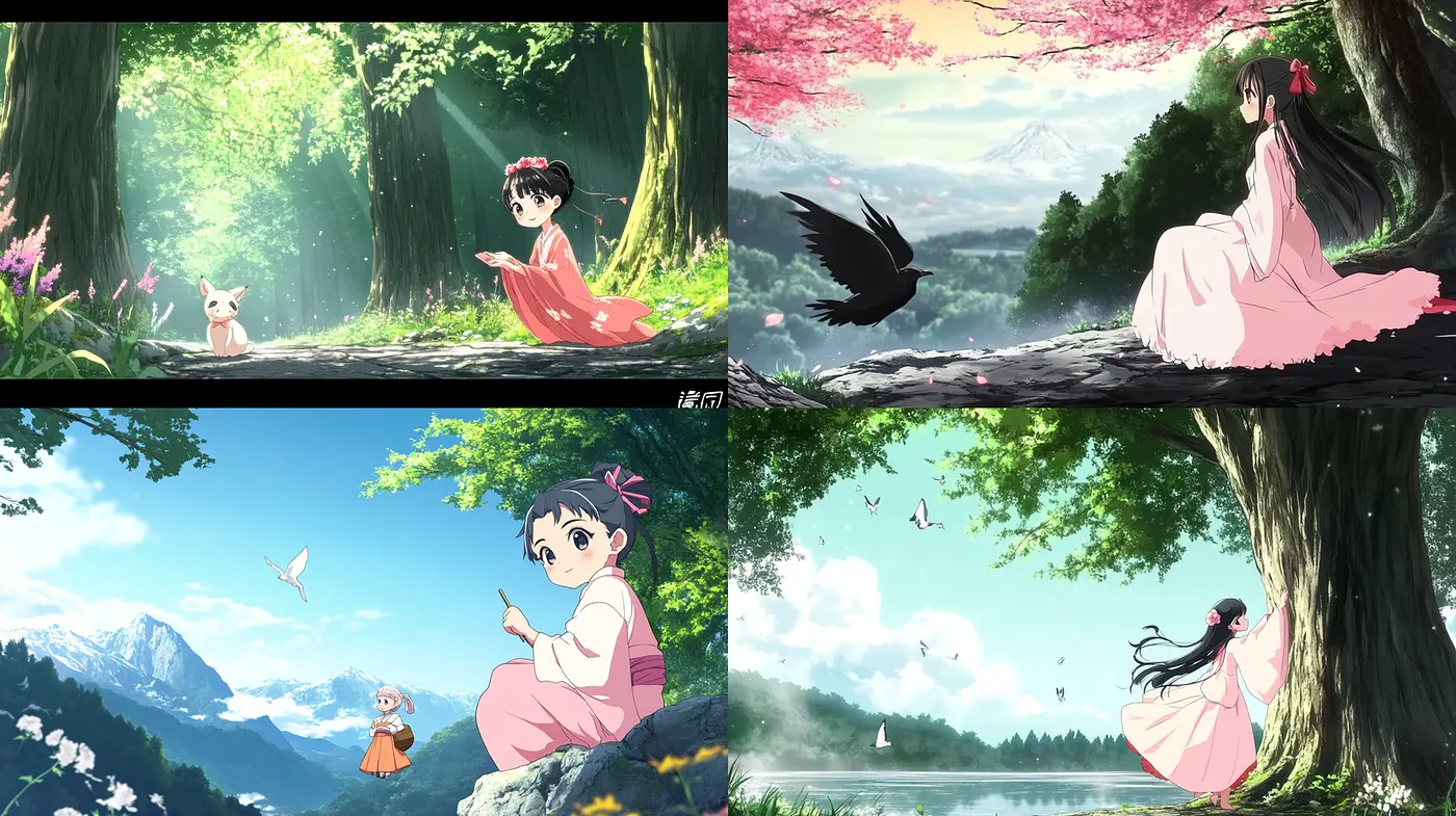 Serene, Nature-Inspired Aesthetic with Playful Elements - Midjourney sref style