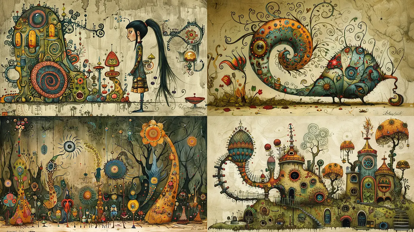 Whimsical Steampunk Botanica: A Fusion of Organic and Mechanical Surrealism - Midjourney sref style
