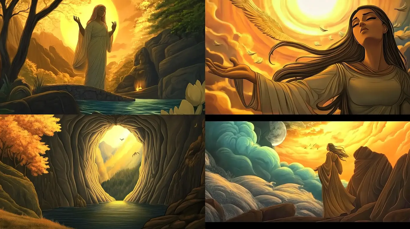 Ethereal Twilight Glow: A Harmonic Blend of Warm Hues and Serene Nature - Midjourney sref style