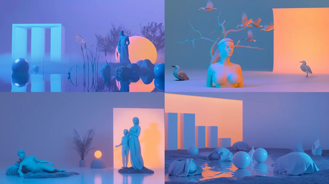 Surreal Twilight Hues: A Synthetic Dreamscape Fusion - Midjourney sref style
