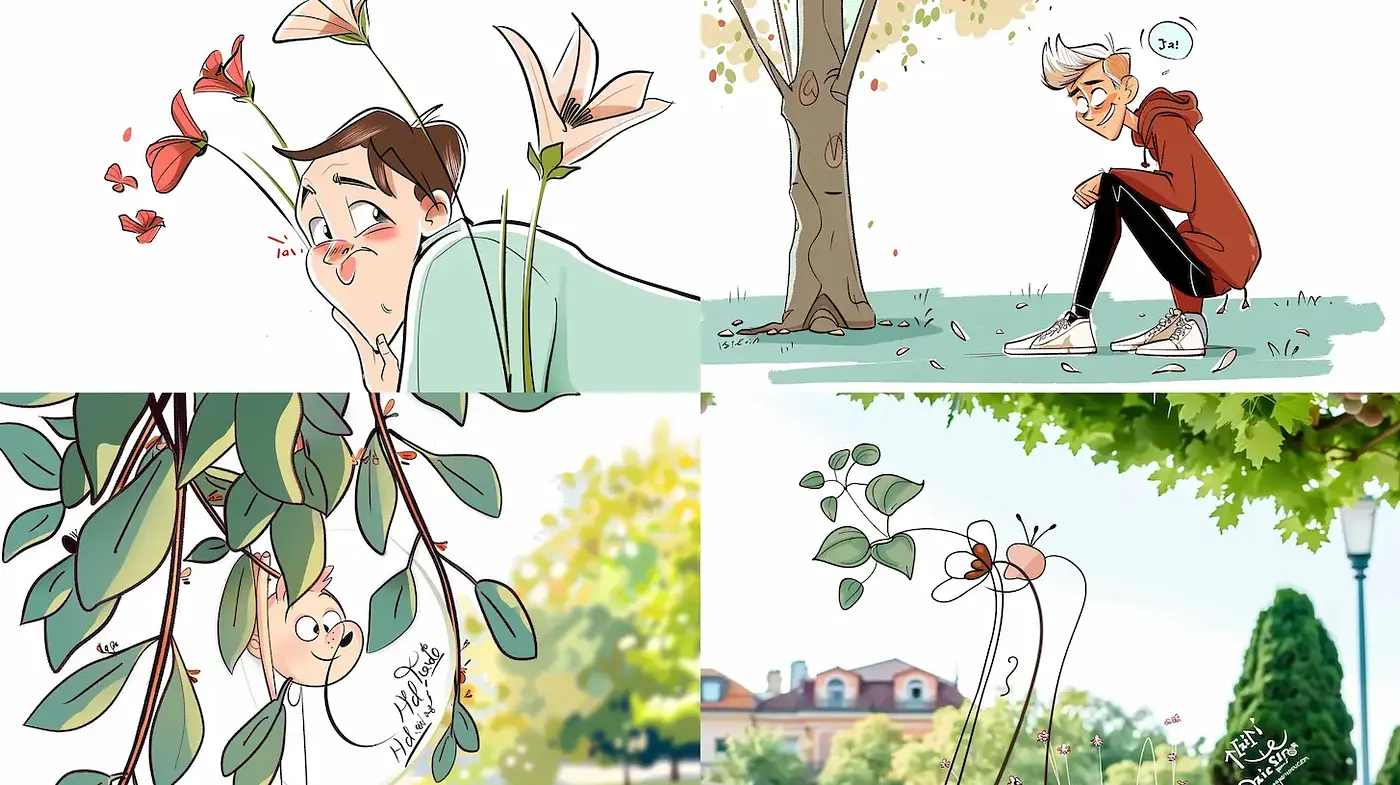 Whimsical and Playful Cartoon Aesthetics with Nature Elements - Midjourney sref style