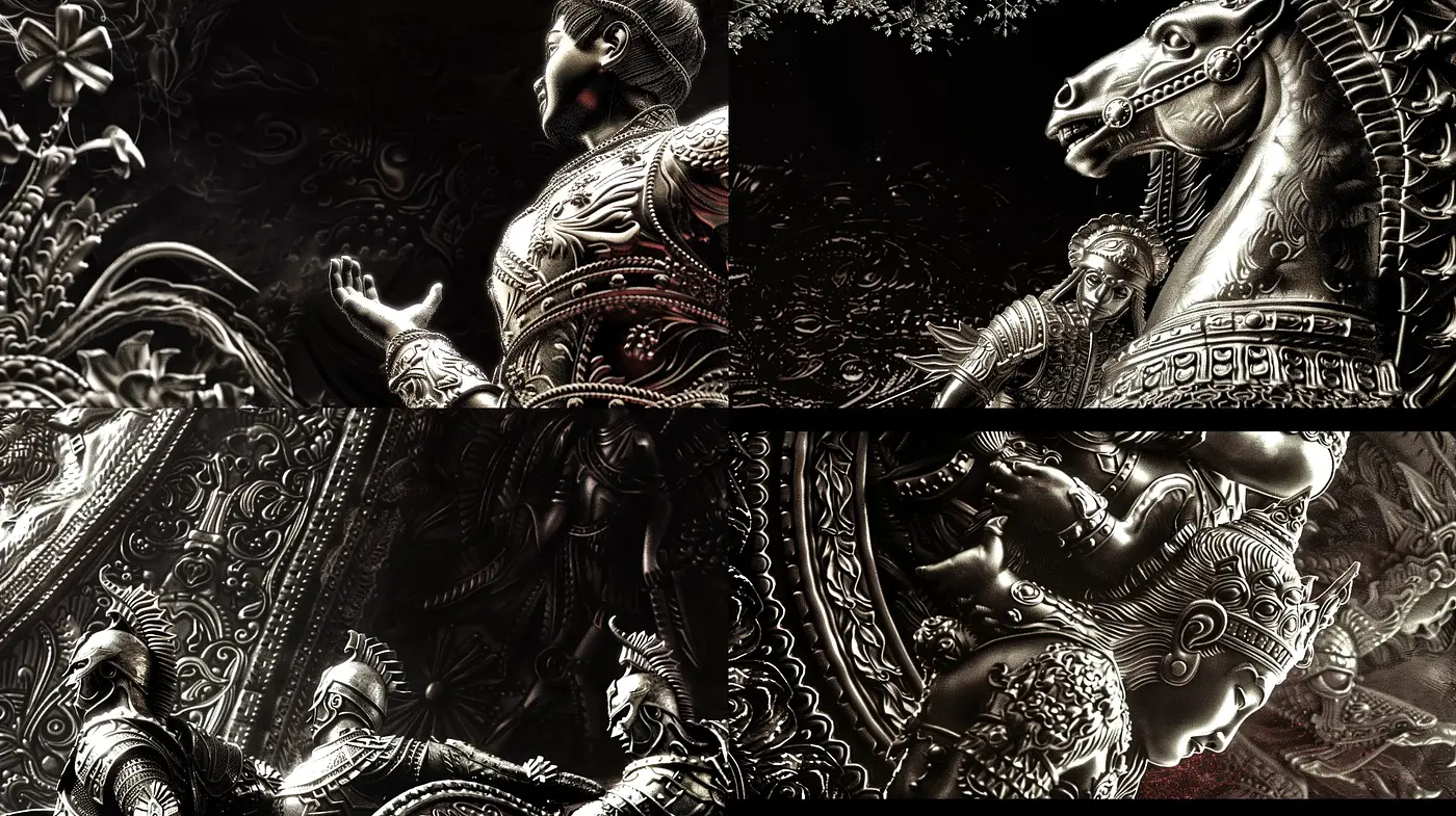 Baroque-Inspired Ornate Metallic Textures - Midjourney sref style
