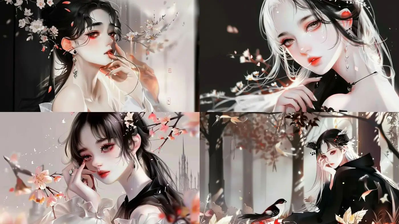 Ethereal Autumnal Elegance with Modern Anime Influences - Midjourney sref style