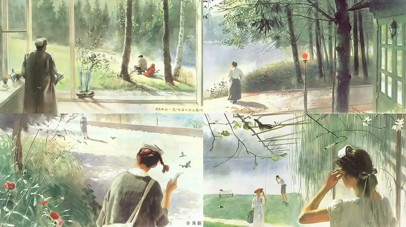 A Harmonious Blend of Nature and Nostalgia in Illustrative Art - Midjourney sref style