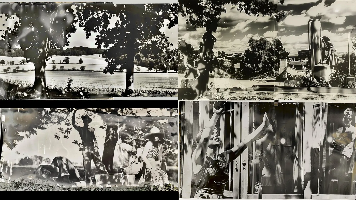 Monochromatic Echoes of Time: Textured Portraiture in Sepia and Slate - Midjourney sref style