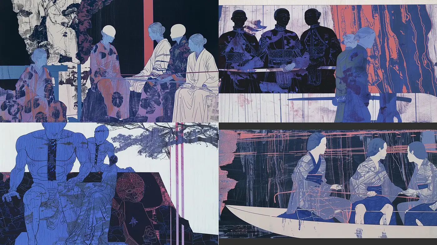 Ethereal Blueprint Aesthetic with a Hues of Midnight Serenity - Midjourney sref style